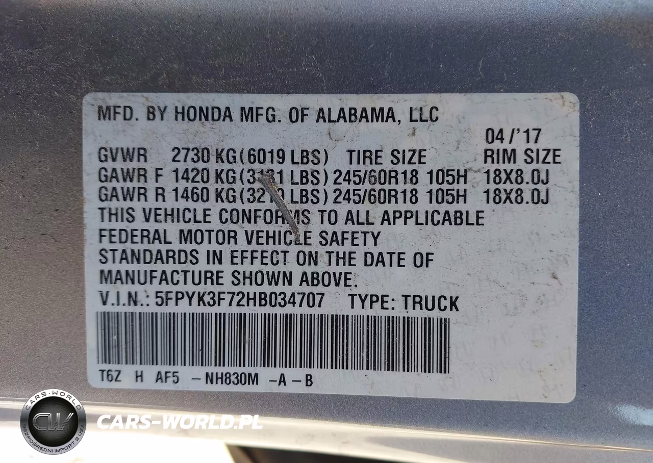 2017 Honda Ridgeline Rtl-E VIN:5FPYK3F72HB034707 - 9