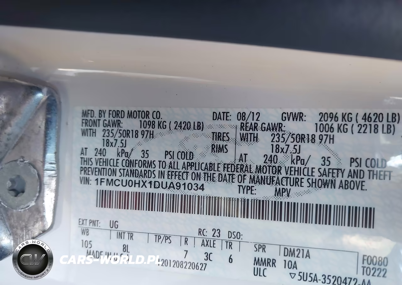 2013 Ford Escape Sel VIN:1FMCU0HX1DUA91034 - 9