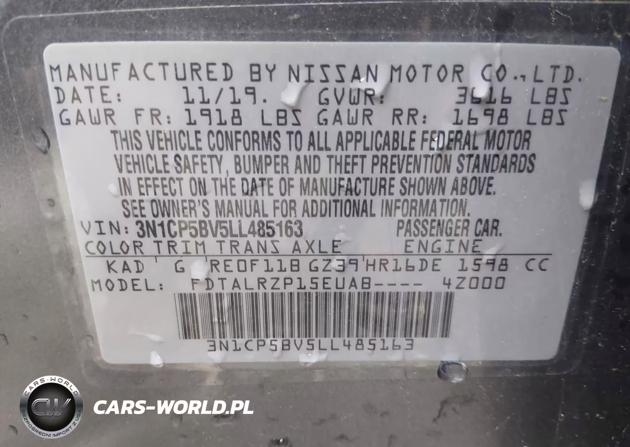 2020 Nissan Kicks S Xtronic Cvt VIN:3N1CP5BV5LL485163 - 9