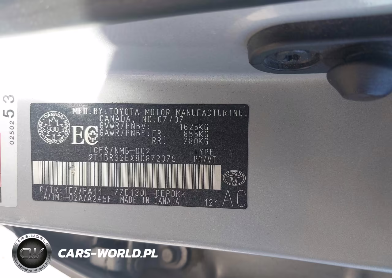 2008 Toyota Corolla Ce VIN:2T1BR32EX8C872079 - 9