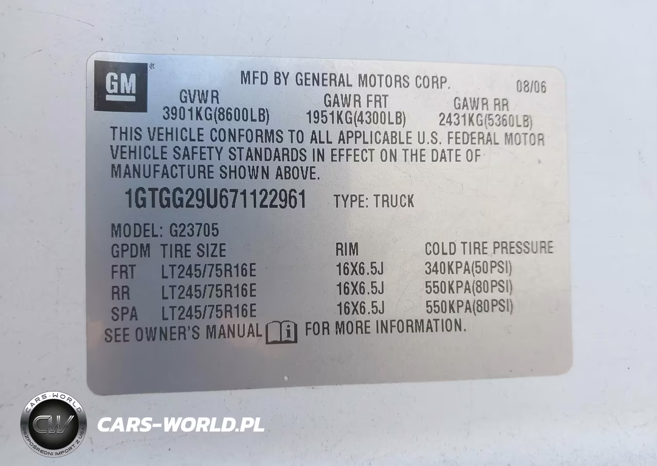 2007 GMC Savana Work Van VIN:1GTGG29U671122961 - 9