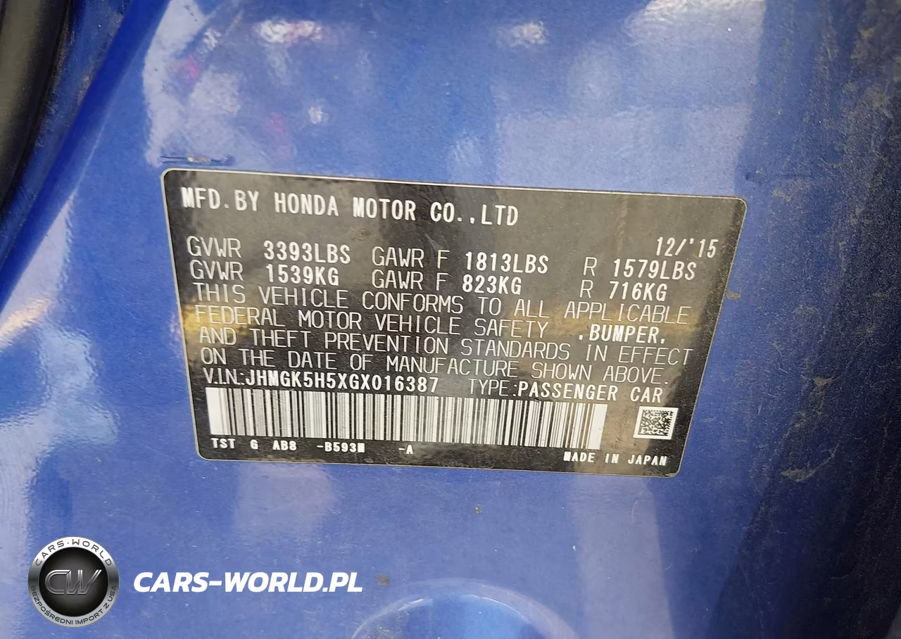 2016 Honda Fit Lx VIN:JHMGK5H5XGX016387 - 9