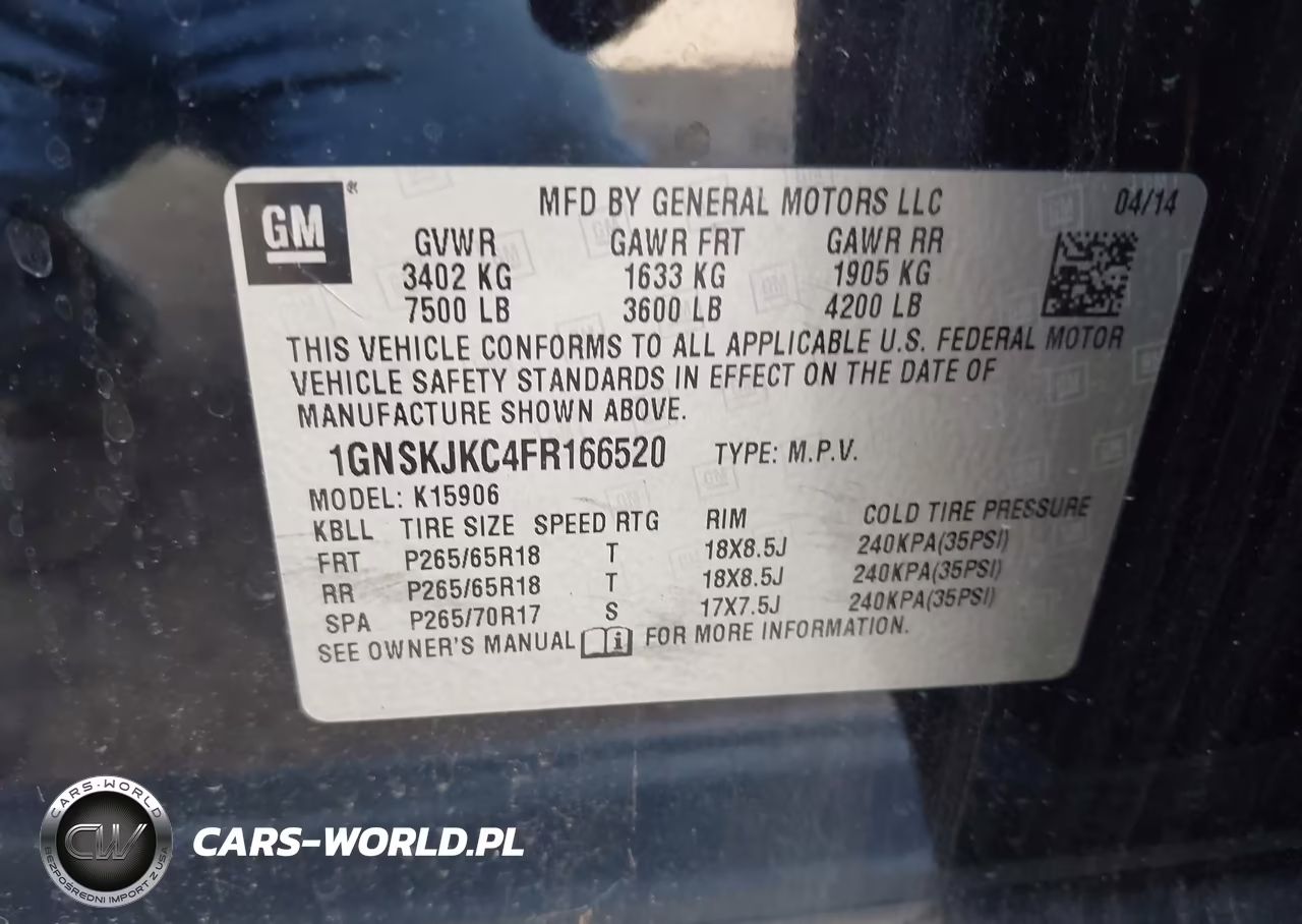 2015 Chevrolet Suburban 1500 Lt VIN:1GNSKJKC4FR166520 - 9
