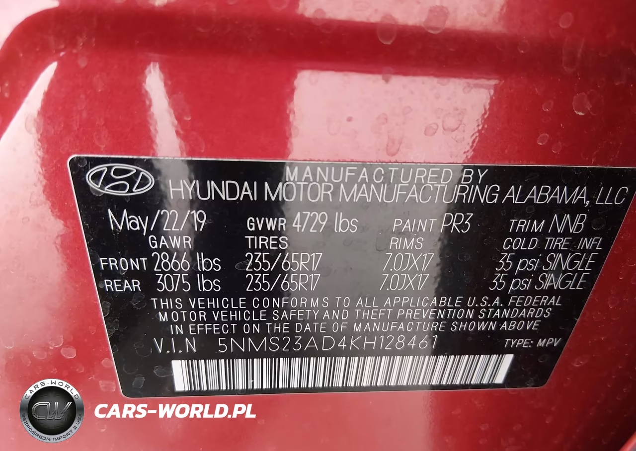 2019 Hyundai Santa Fe Se VIN:5NMS23AD4KH128461 - 9