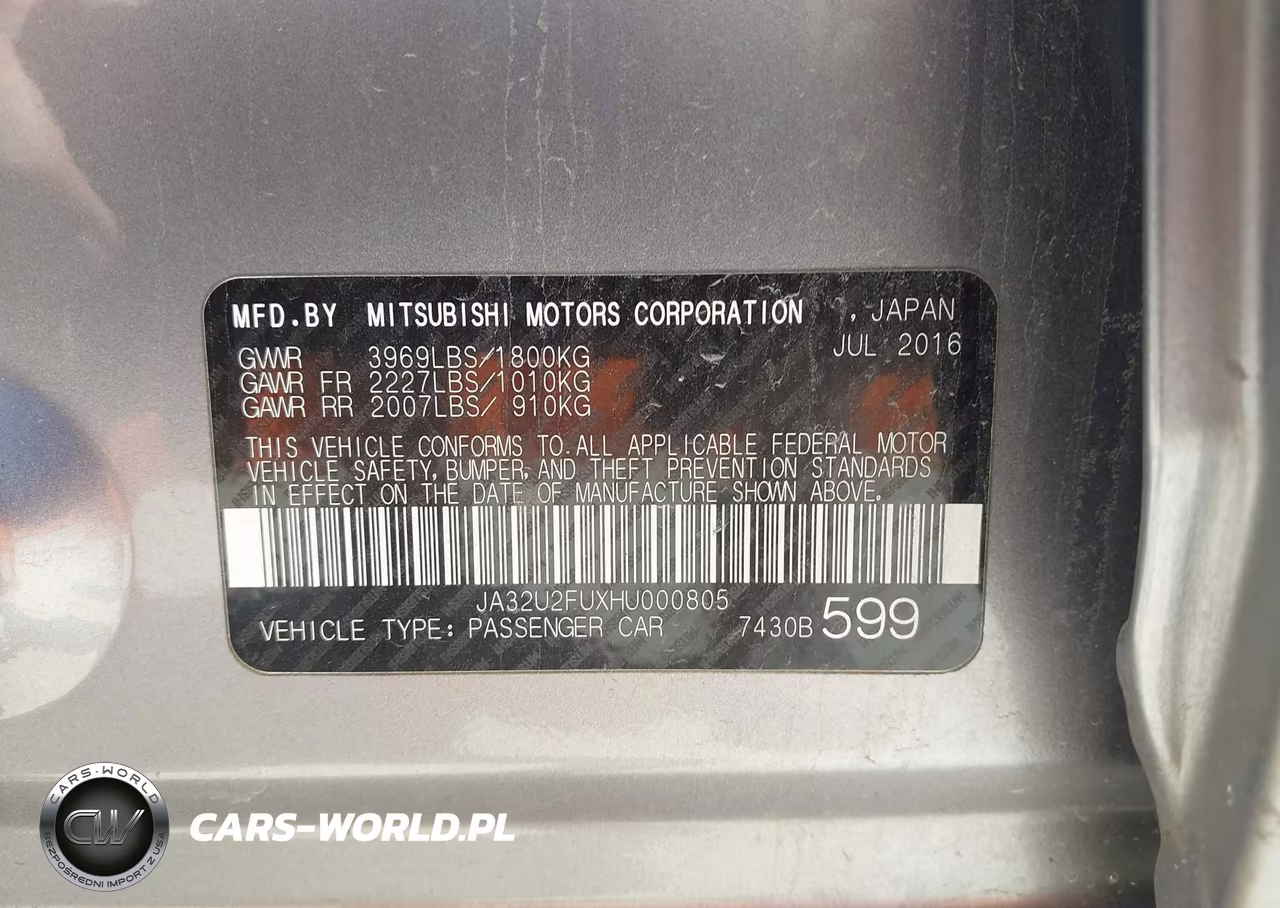 2017 Mitsubishi Lancer Es VIN:JA32U2FUXHU000805 - 9