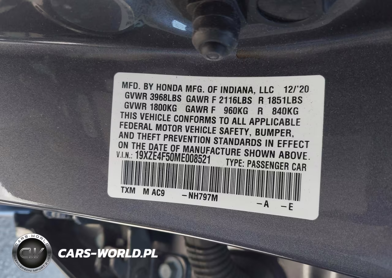 2021 Honda Insight Ex VIN:19XZE4F50ME008521 - 9