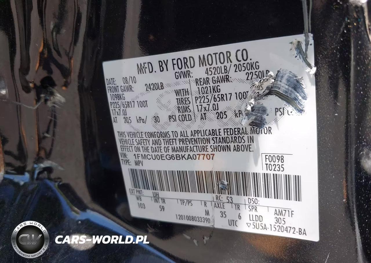 2011 Ford Escape Limited VIN:1FMCU0EG6BKA07707 - 9
