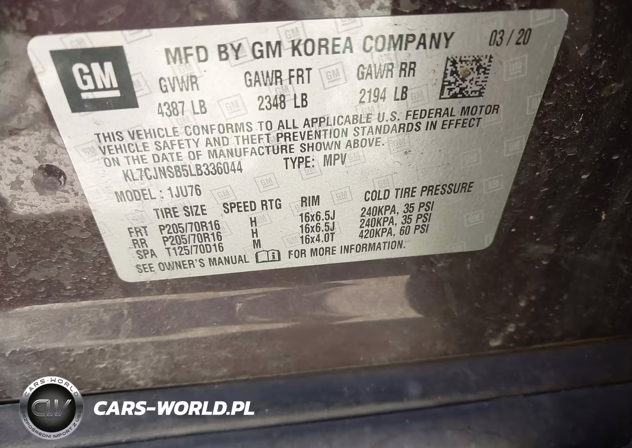 2020 Chevrolet Trax Awd Ls VIN:KL7CJNSB5LB336044 - 9