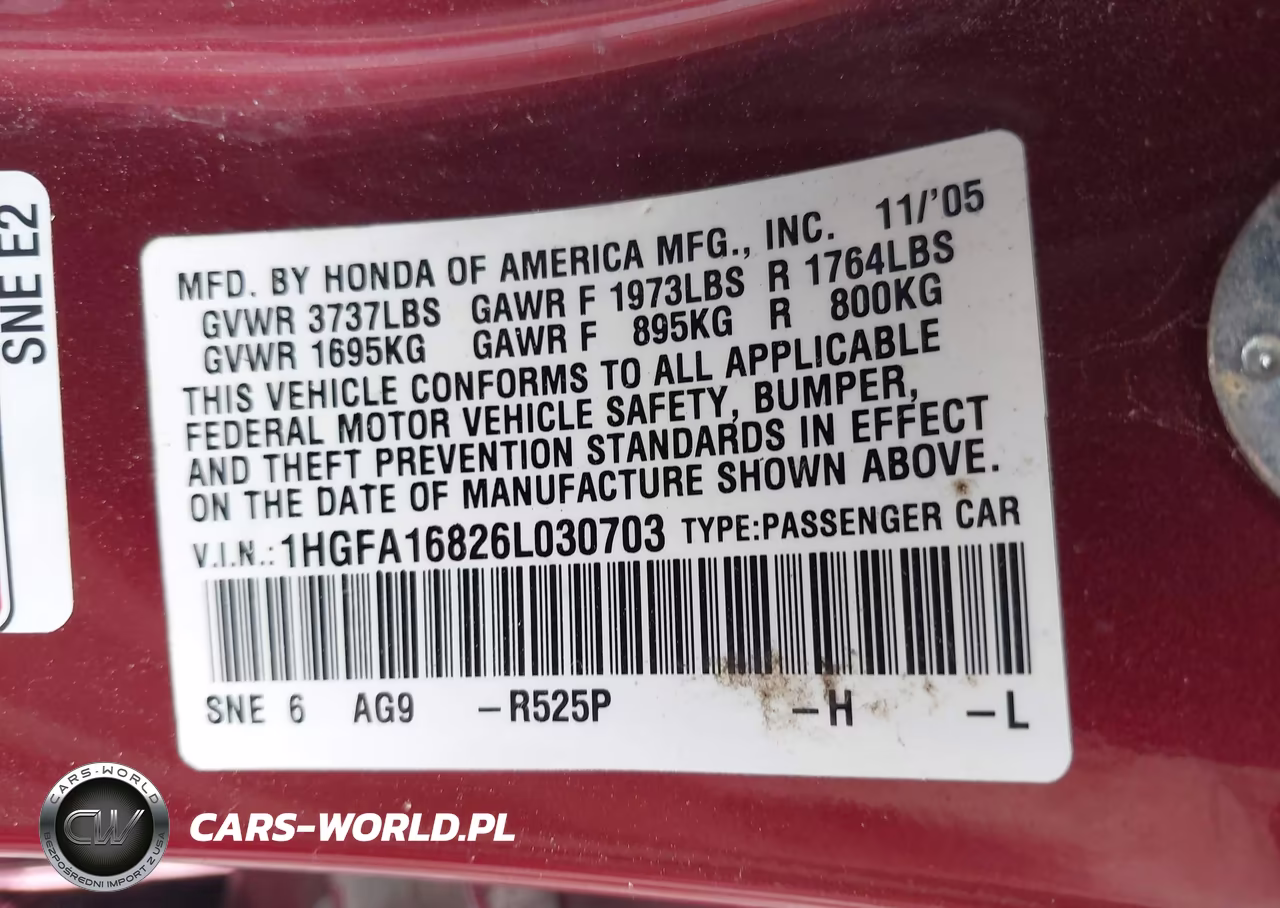 2006 Honda Civic Ex VIN:1HGFA16826L030703 - 9