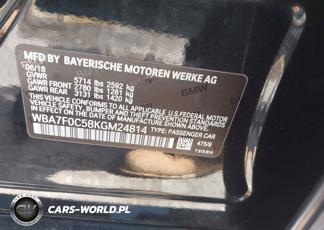 2019 BMW 750I VIN:WBA7F0C58KGM24814 - 9