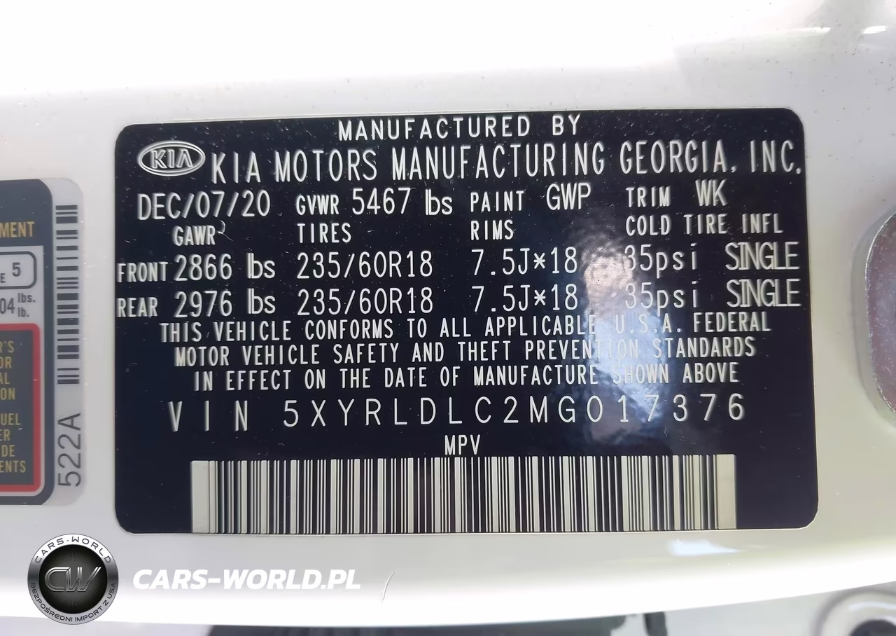 2021 Kia Sorento S VIN:5XYRLDLC2MG017376 - 9