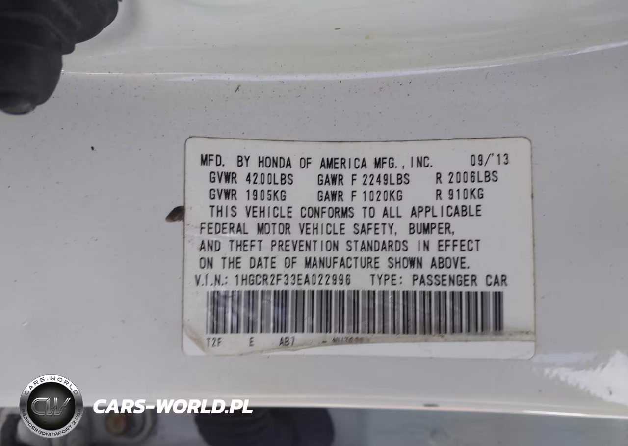 2014 Honda Accord Lx VIN:1HGCR2F33EA022996 - 9