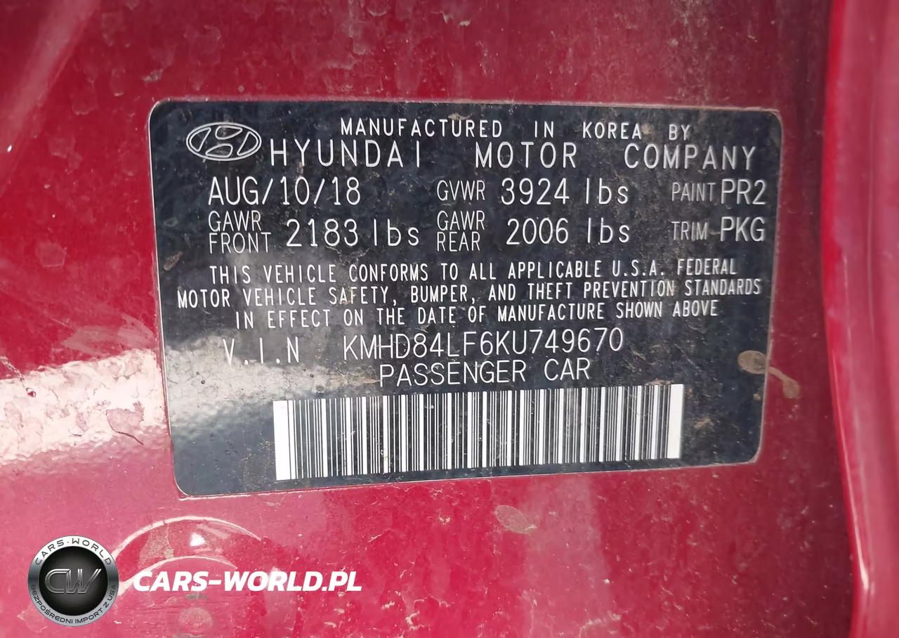 2019 Hyundai Elantra Sel VIN:KMHD84LF6KU749670 - 9