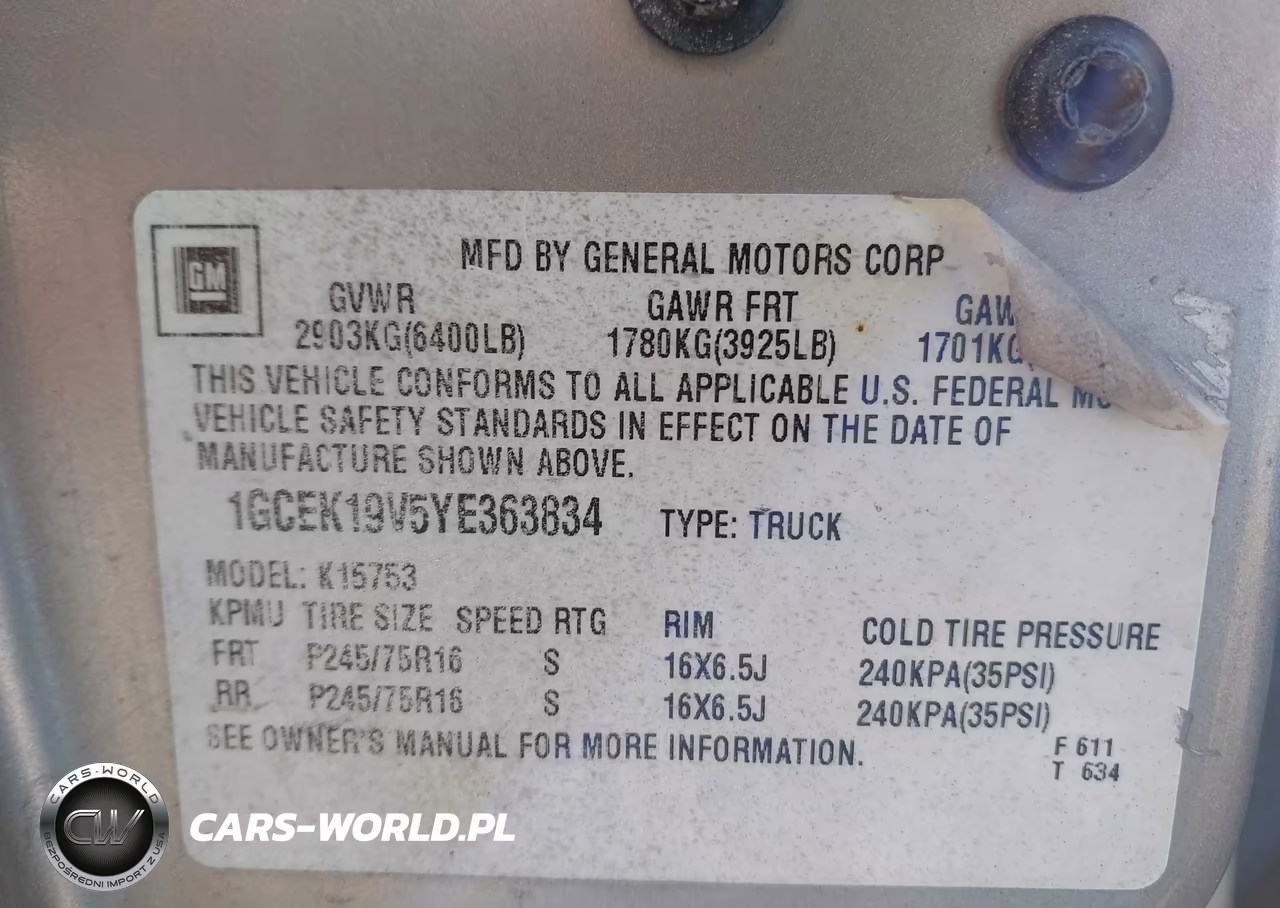 2000 Chevrolet Silverado 1500 VIN:1GCEK19V5YE363834 - 9