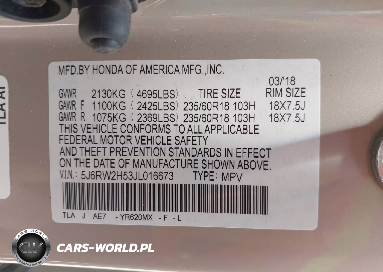 2018 Honda Cr-V Ex VIN:5J6RW2H53JL016673 - 6