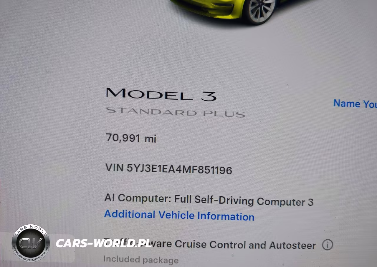 2021 Tesla Model 3 Standard Range Plus Rear-Wheel Drive VIN:5YJ3E1EA4MF851196 - 15