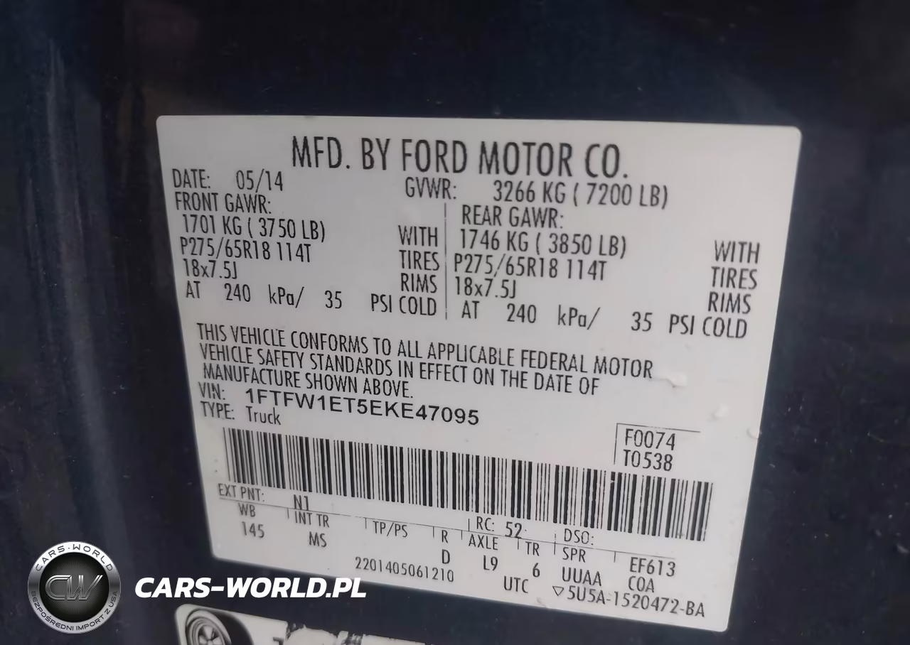 2014 Ford F-150 Xlt VIN:1FTFW1ET5EKE47095 - 9
