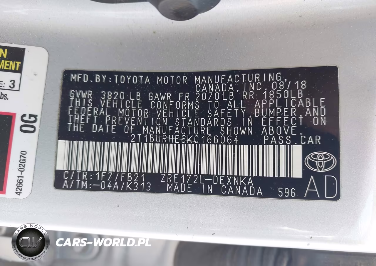 2019 Toyota Corolla Le VIN:2T1BURHE6KC166064 - 9