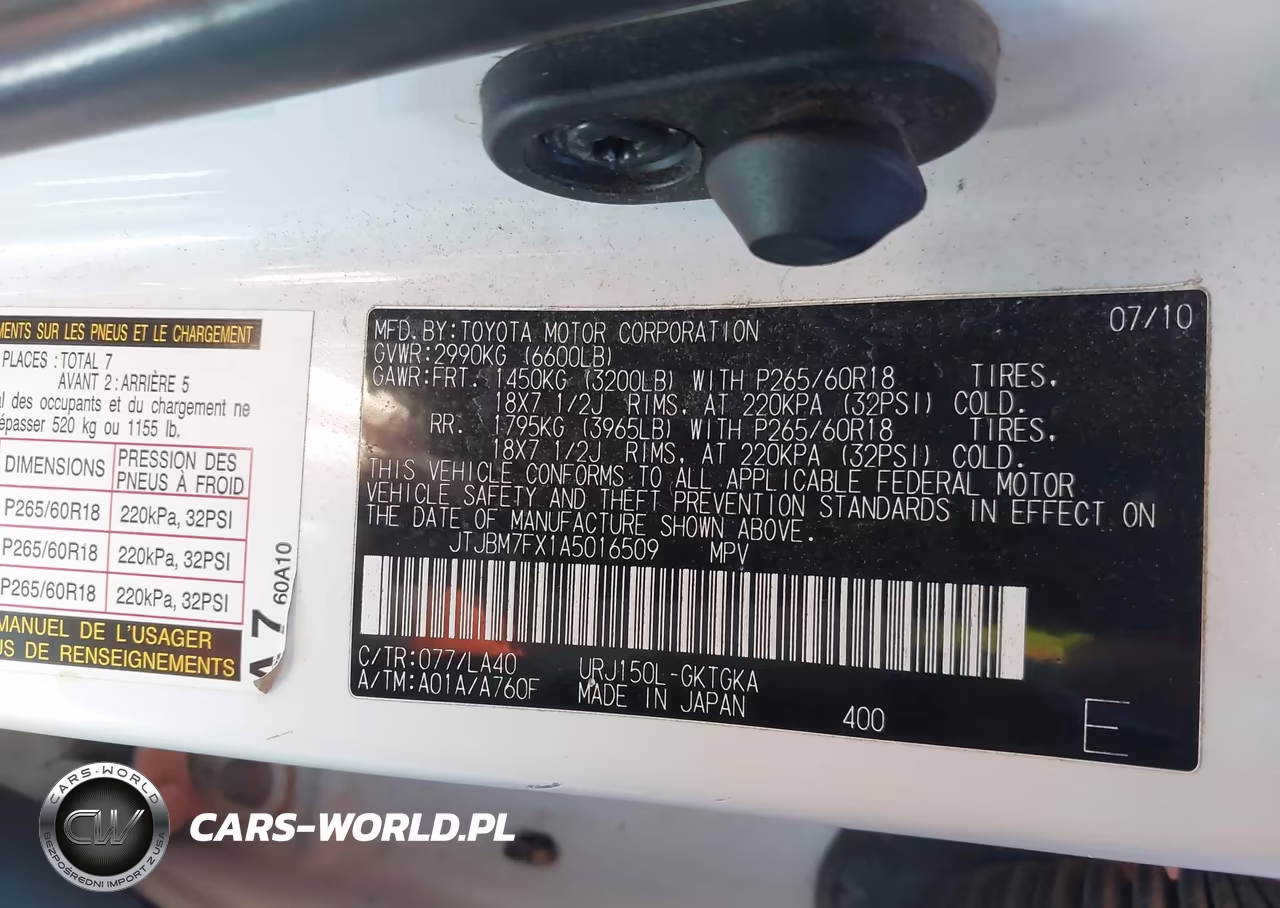 2010 Lexus Gx 460 VIN:JTJBM7FX1A5016509 - 9