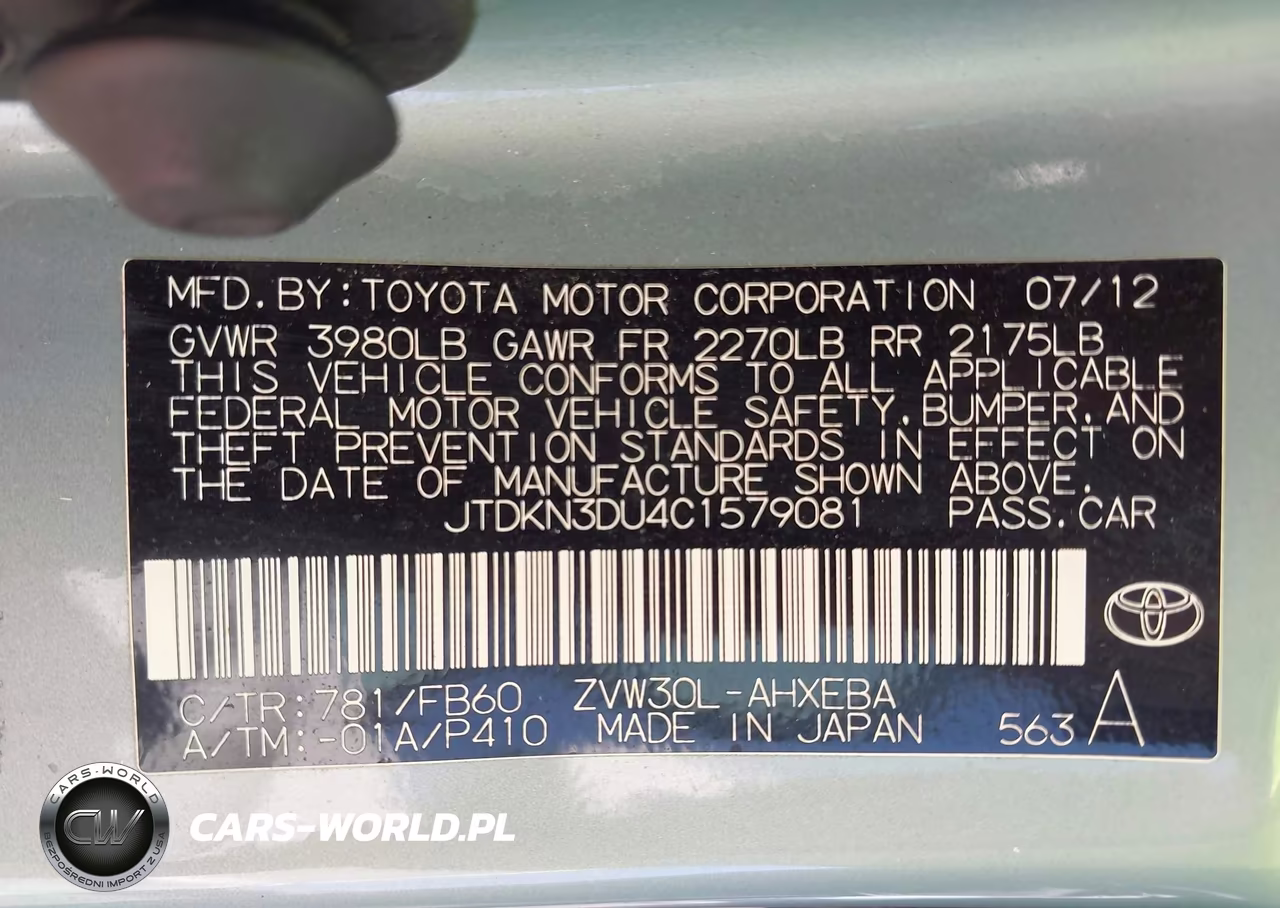 2012 Toyota Prius Three VIN:JTDKN3DU4C1579081 - 9