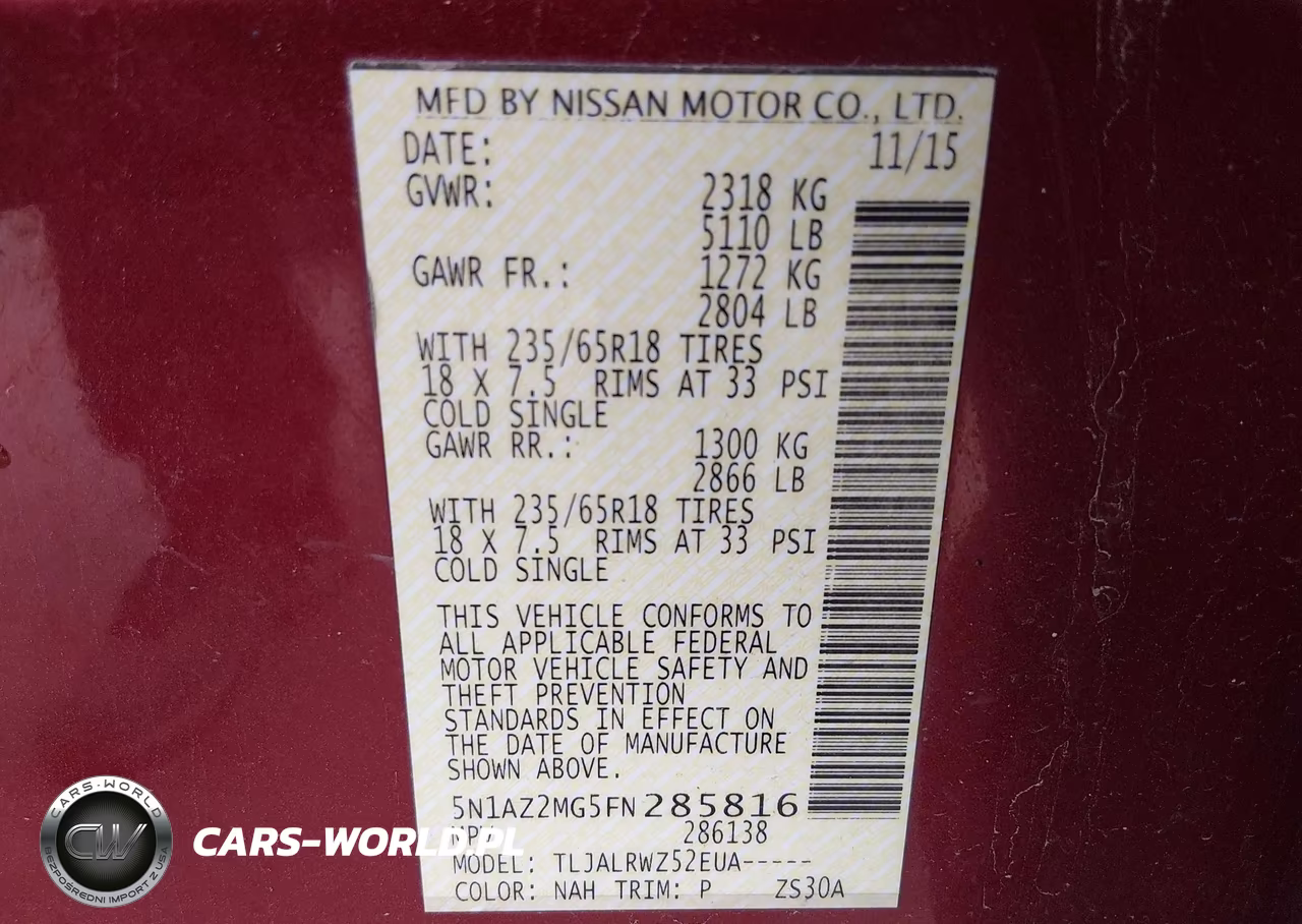2015 Nissan Murano Platinum-S-Sl-Sv VIN:5N1AZ2MG5FN285816 - 9