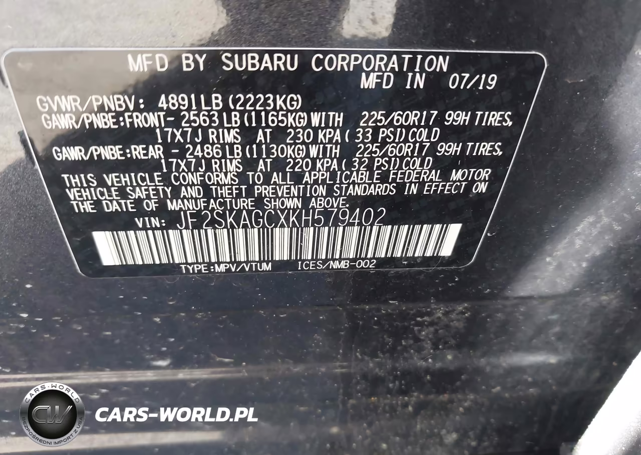 2019 Subaru Forester Premium VIN:JF2SKAGCXKH579402 - 9