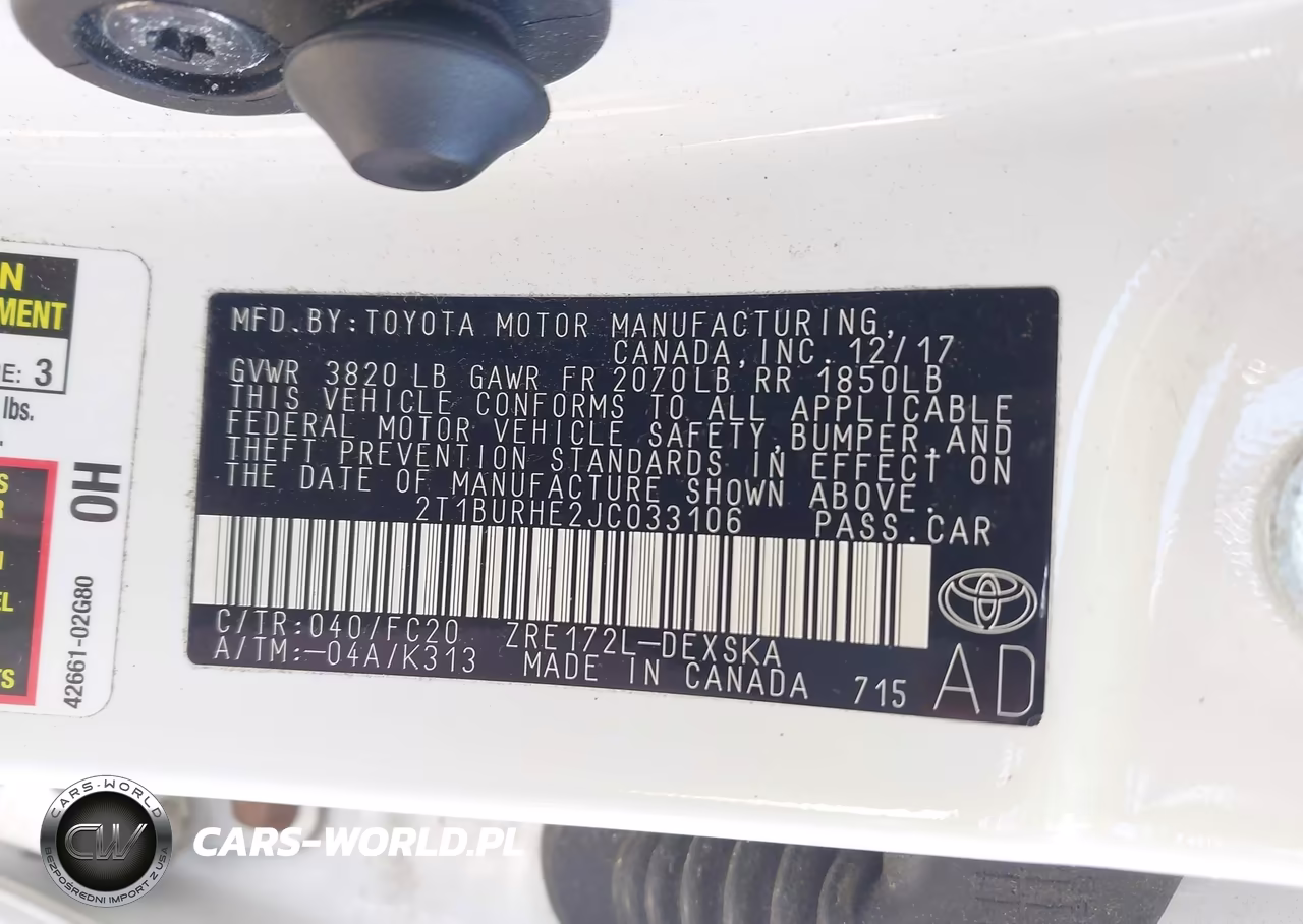2018 Toyota Corolla Se VIN:2T1BURHE2JC033106 - 9