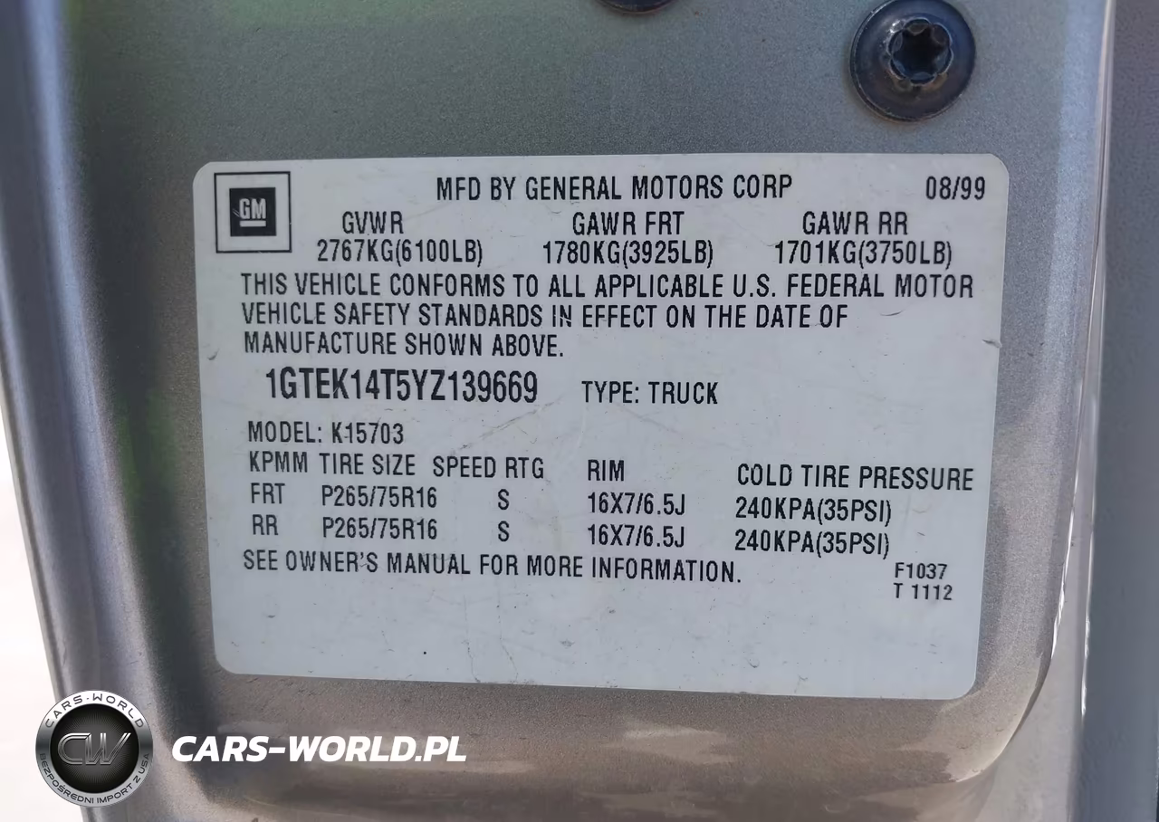 2000 GMC Sierra 1500 Sle VIN:1GTEK14T5YZ139669 - 9