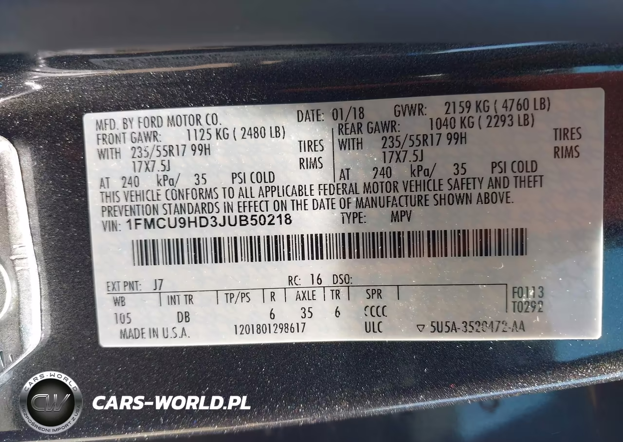 2018 Ford Escape Sel VIN:1FMCU9HD3JUB50218 - 9