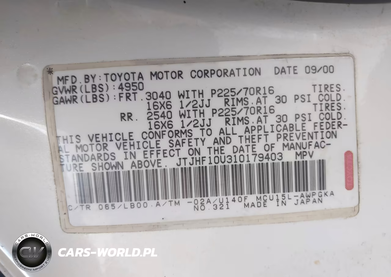 2001 Lexus Rx 300 VIN:JTJHF10U310179403 - 9