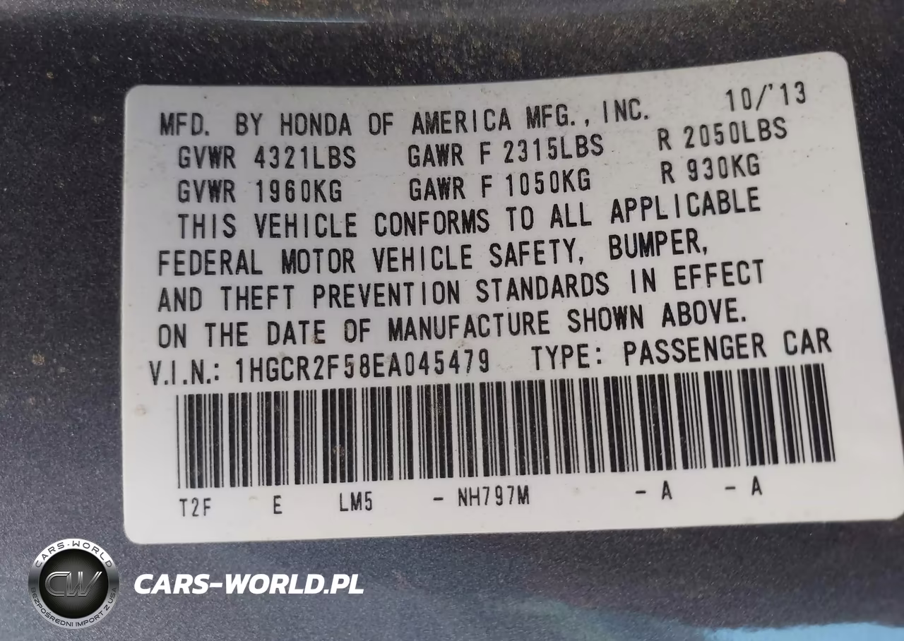 2014 Honda Accord Sport VIN:1HGCR2F58EA045479 - 9