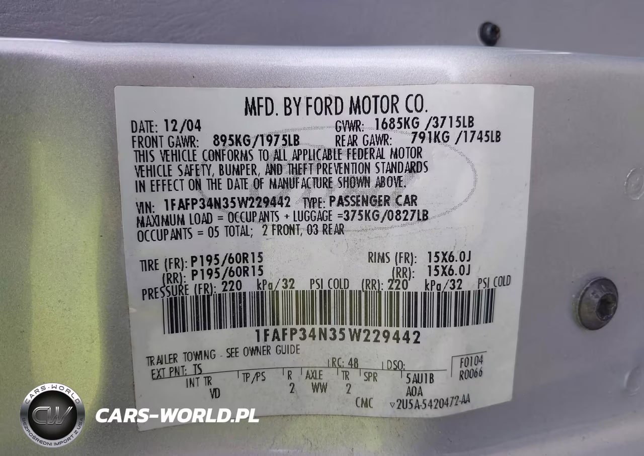 2005 Ford Focus Zx4 VIN:1FAFP34N35W229442 - 9