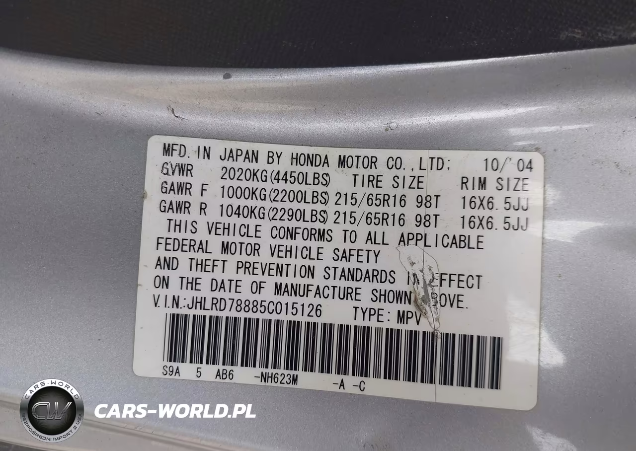 2005 Honda Cr-V Ex VIN:JHLRD78885C015126 - 9