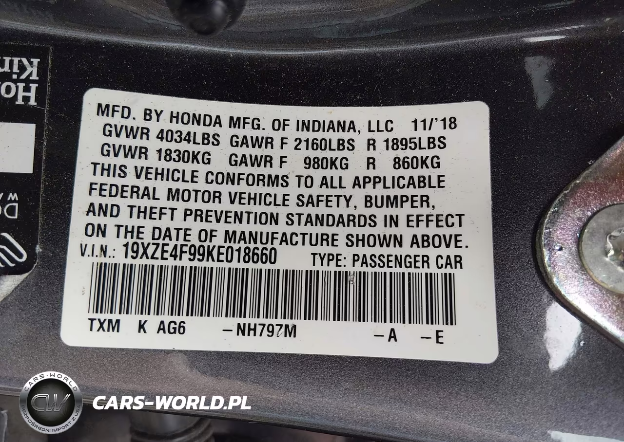 2019 Honda Insight Touring VIN:19XZE4F99KE018660 - 9