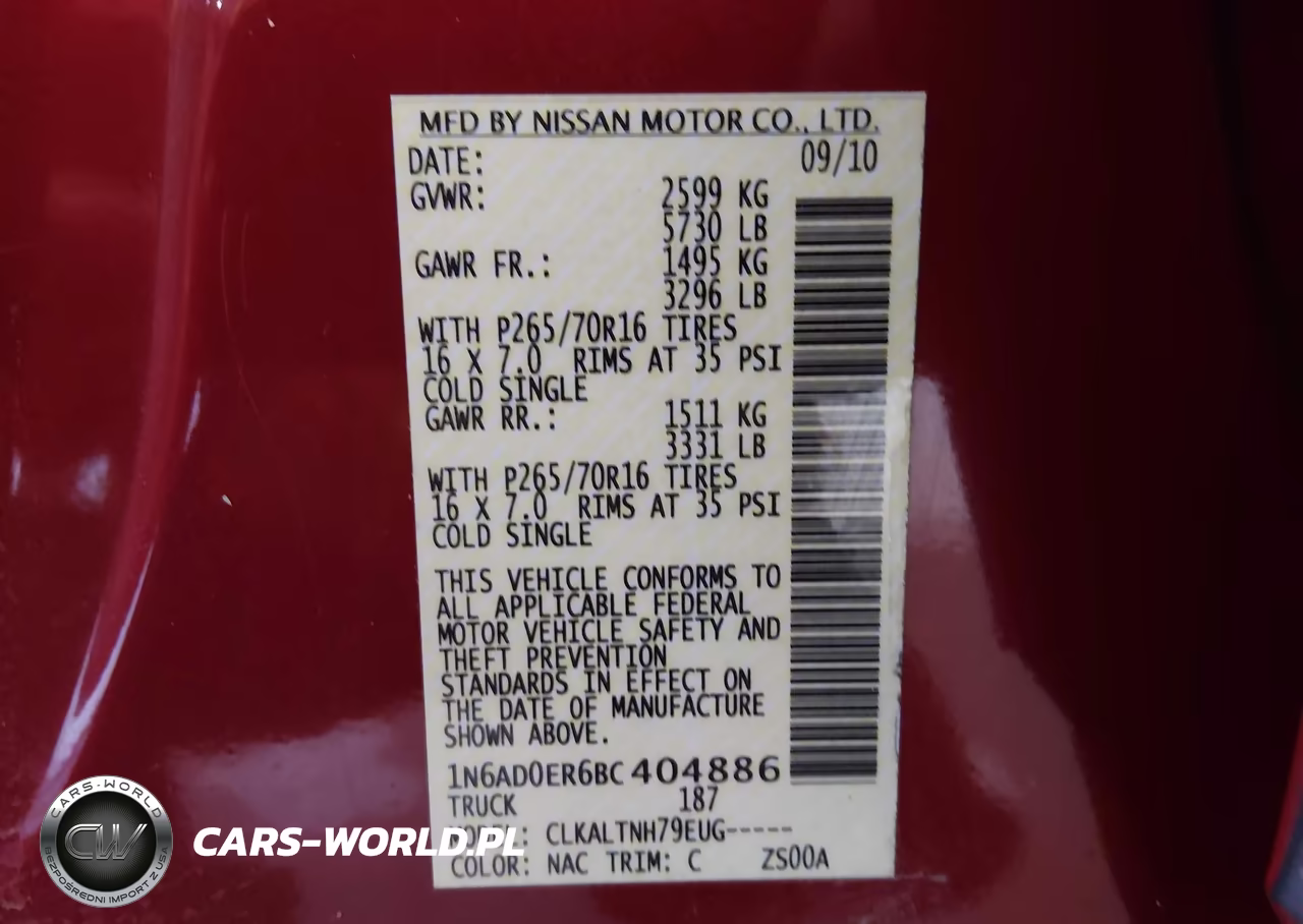 2011 Nissan Frontier Sv VIN:1N6AD0ER6BC404886 - 9