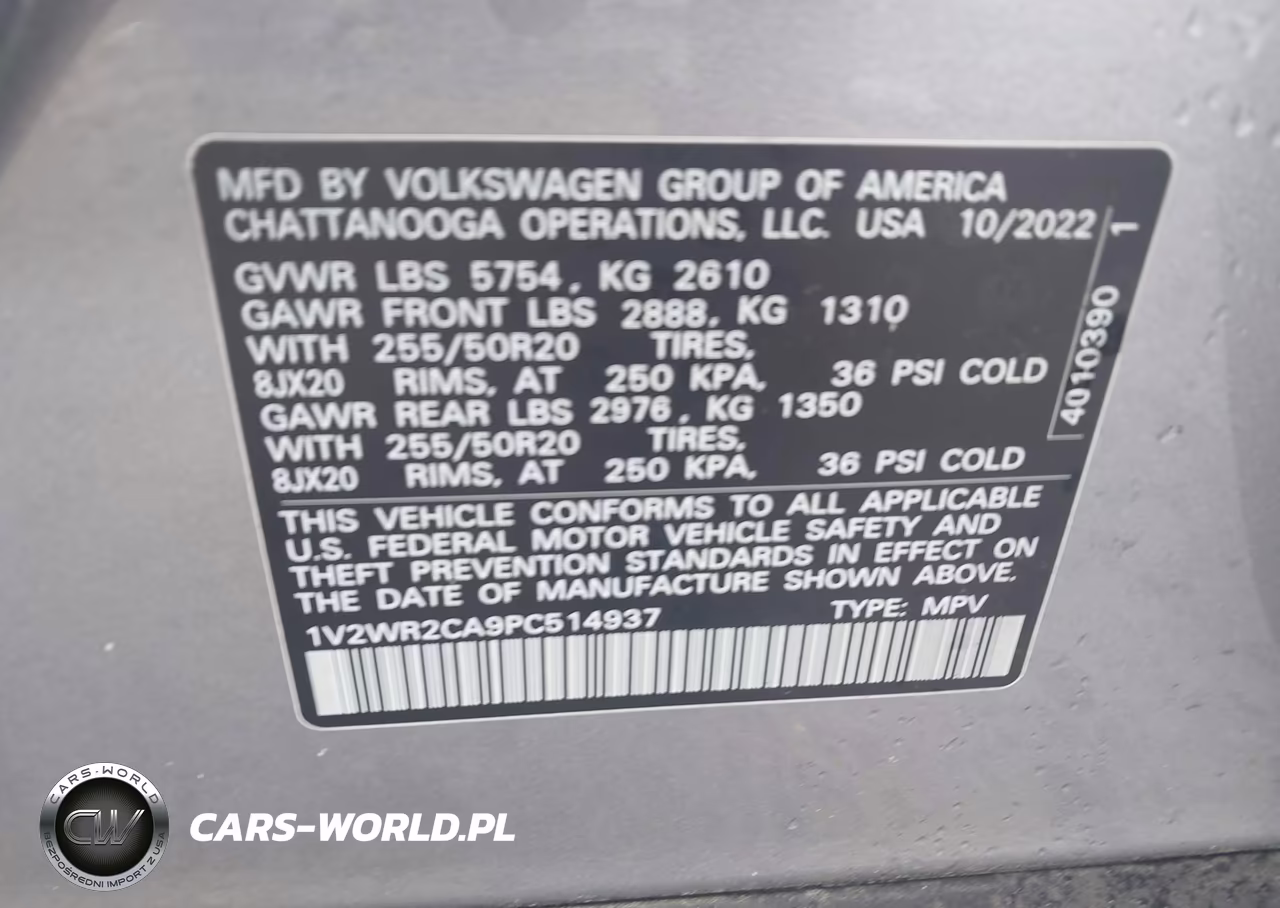 2023 Volkswagen Atlas 3.6L V6 Se W-Technology VIN:1V2WR2CA9PC514937 - 9