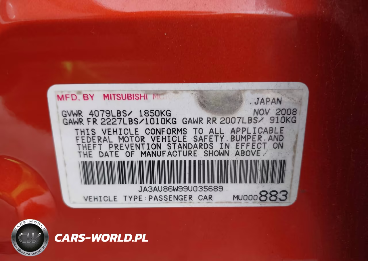 2009 Mitsubishi Lancer Gts VIN:JA3AU86W99U035689 - 9