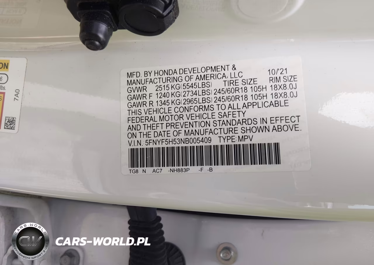2022 Honda Pilot 2Wd Ex-L VIN:5FNYF5H53NB005409 - 9
