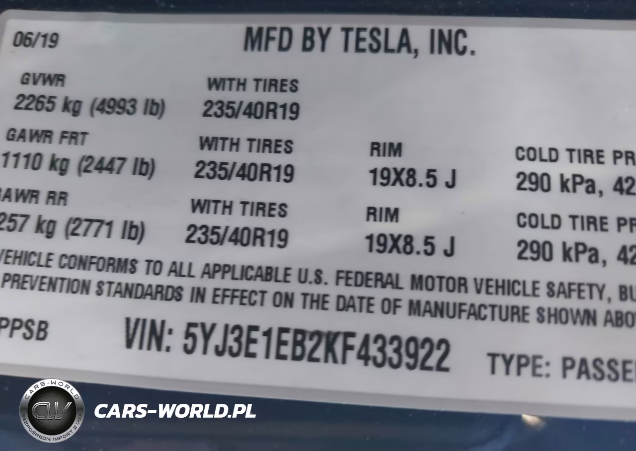 2019 Tesla Model 3 Long Range-Performance VIN:5YJ3E1EB2KF433922 - 9