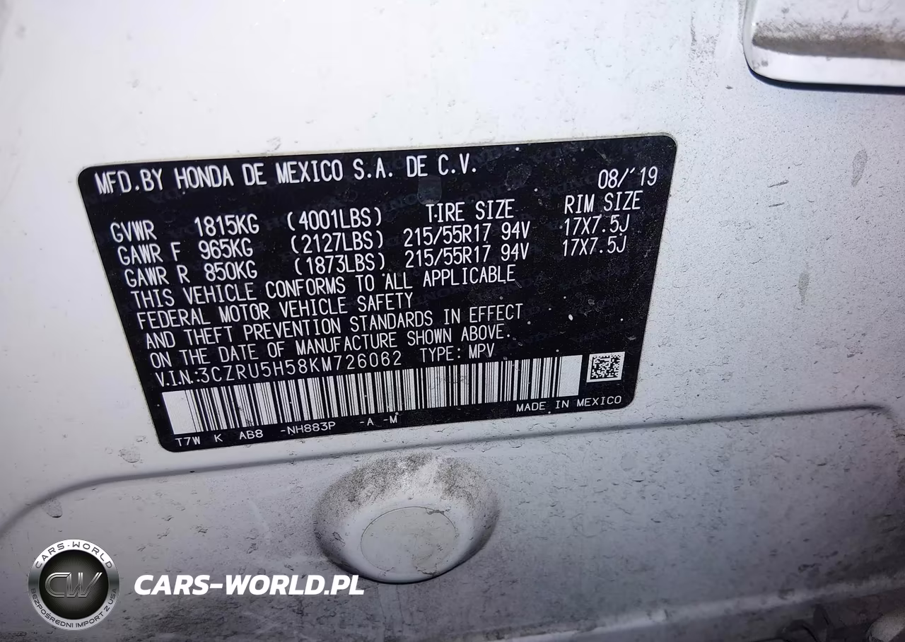 2019 Honda Hr-V Ex VIN:3CZRU5H58KM726062 - 9