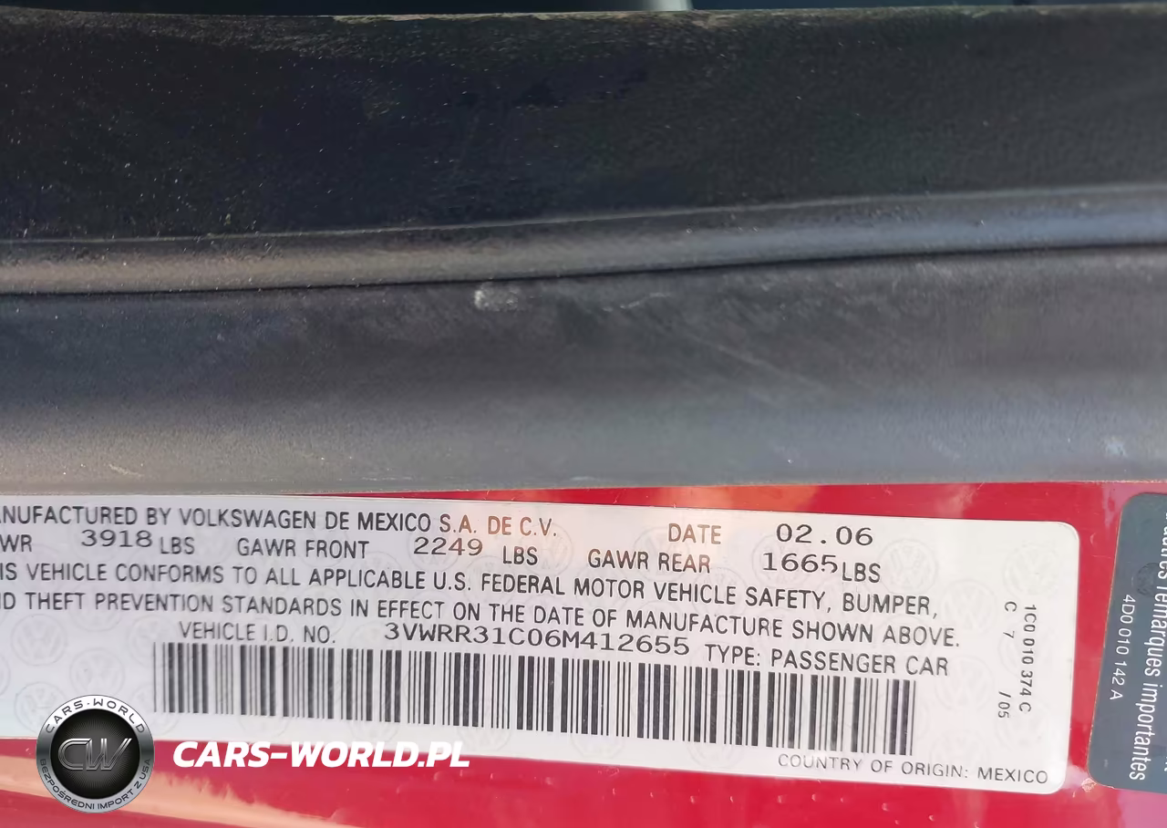 2006 Volkswagen New Beetle Tdi VIN:3VWRR31C06M412655 - 9