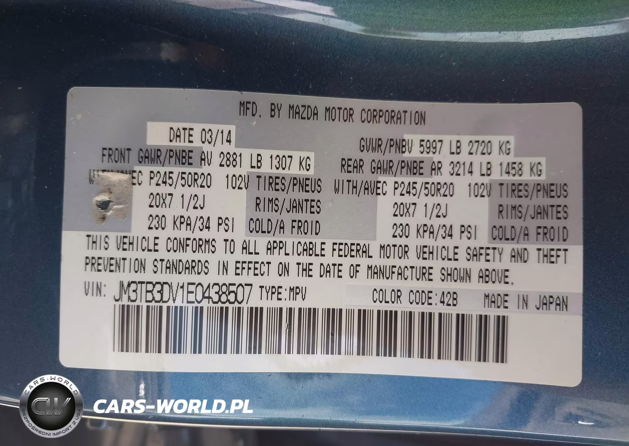 2014 Mazda Cx-9 Grand Touring VIN:JM3TB3DV1E0438507 - 9