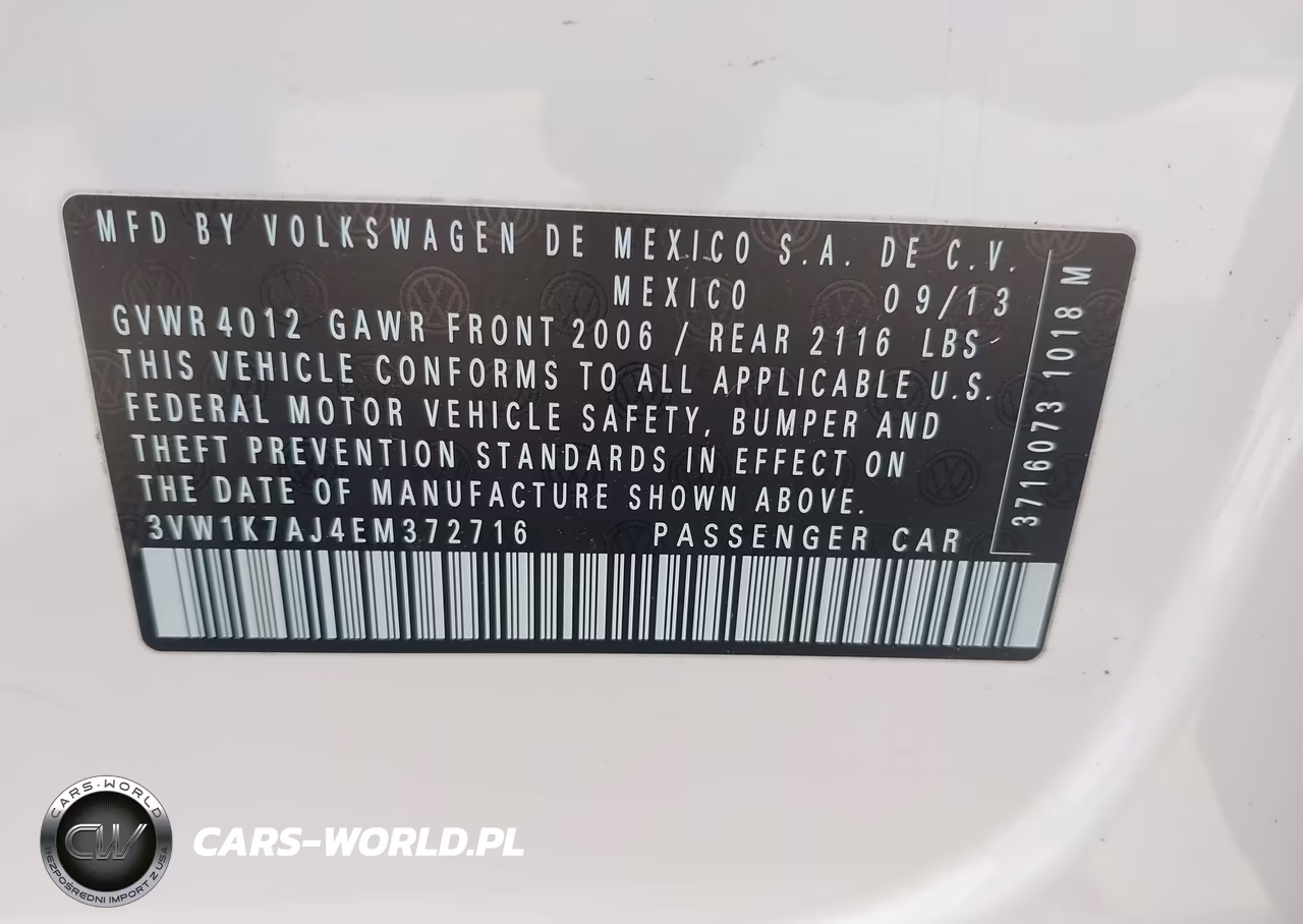 2014 Volkswagen Jetta 2.0L S VIN:3VW1K7AJ4EM372716 - 9