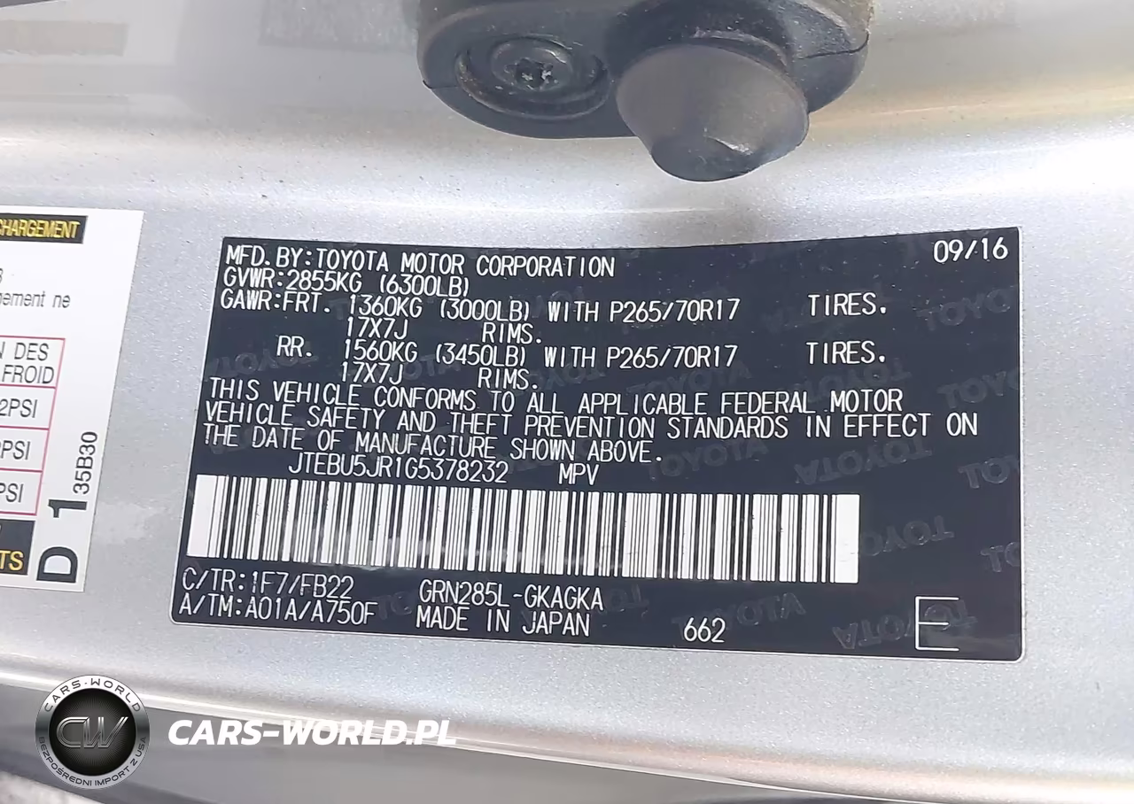 2016 Toyota 4Runner Sr5 VIN:JTEBU5JR1G5378232 - 9