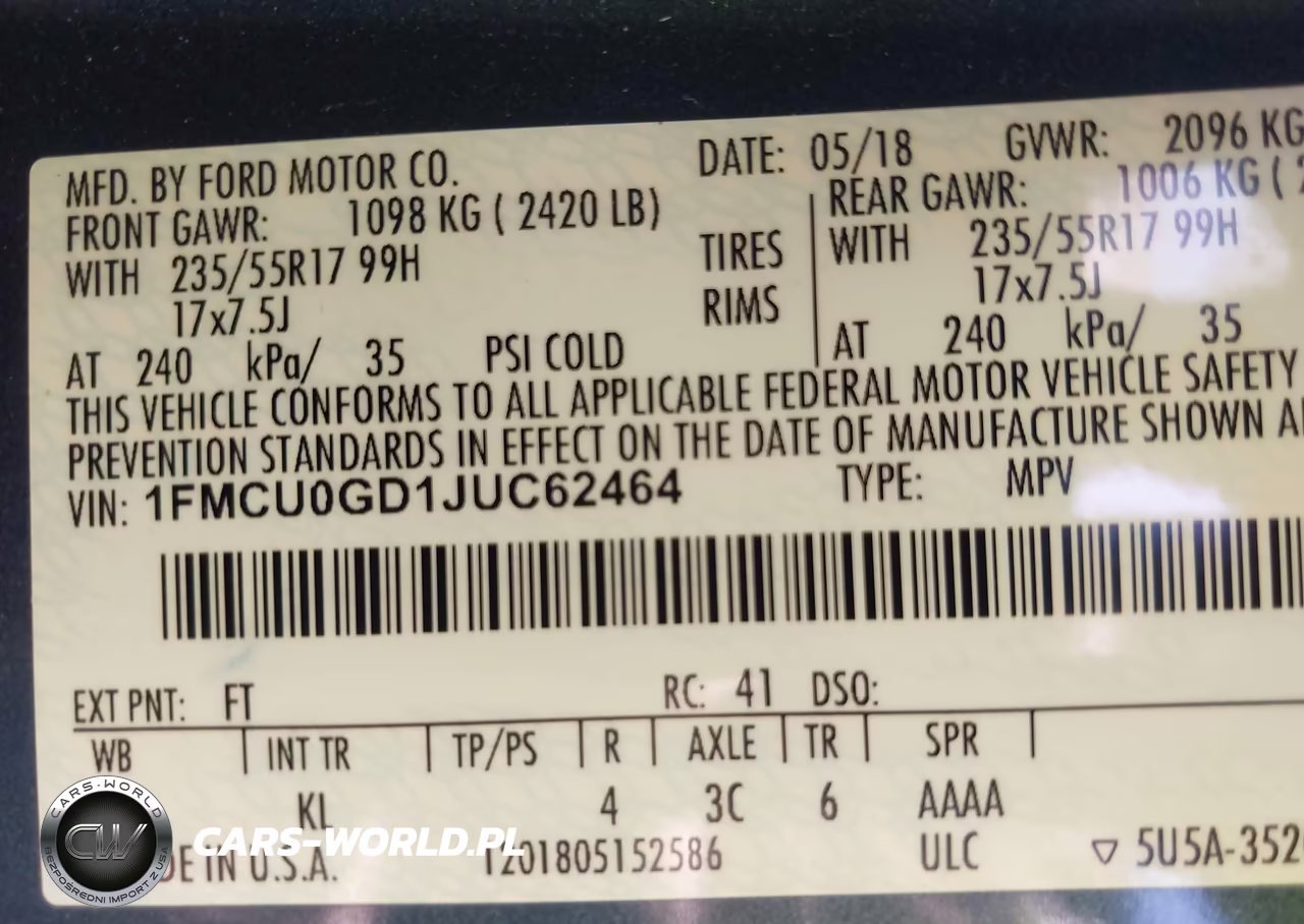 2018 Ford Escape Se VIN:1FMCU0GD1JUC62464 - 9