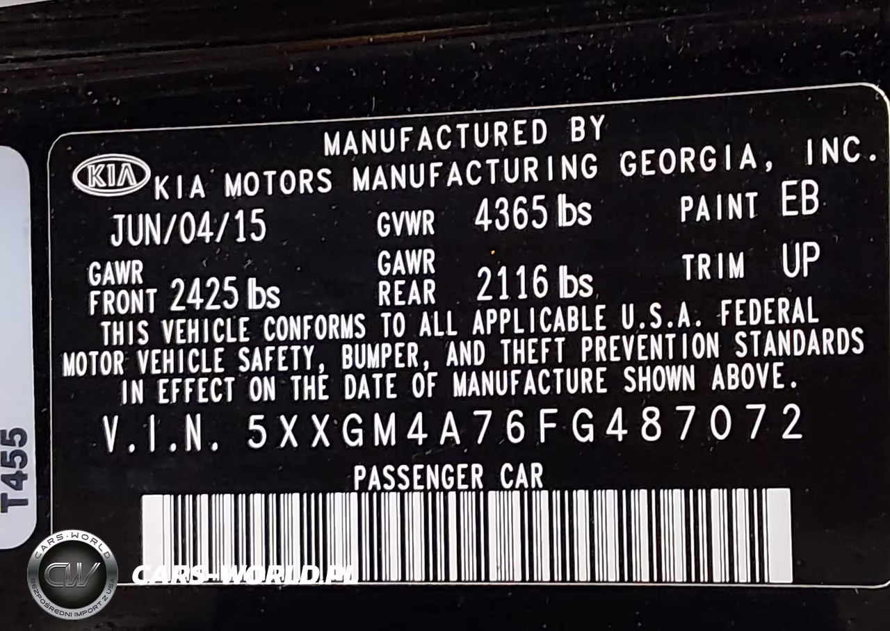 2015 Kia Optima Lx VIN:5XXGM4A76FG487072 - 9
