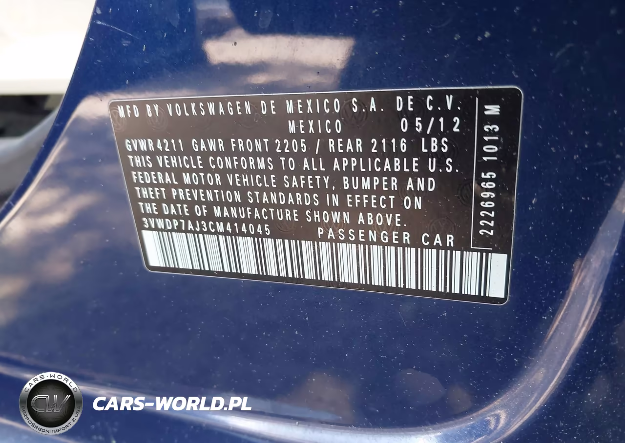 2012 Volkswagen Jetta 2.5L Se VIN:3VWDP7AJ3CM414045 - 9