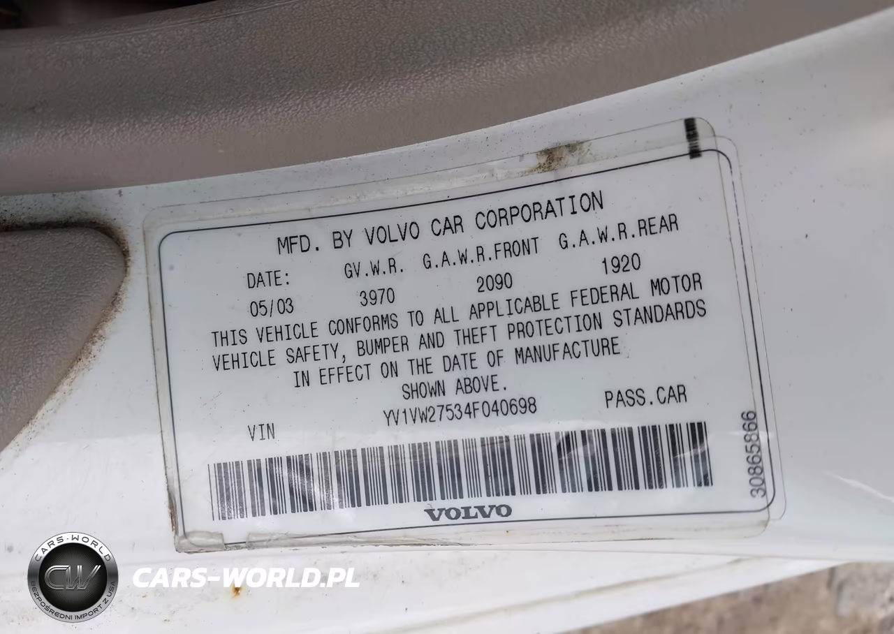 2004 Volvo V40 A-Lse VIN:YV1VW27534F040698 - 9