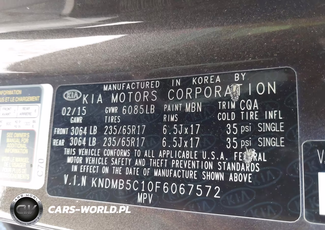 2015 Kia Sedona Lx VIN:KNDMB5C10F6067572 - 9