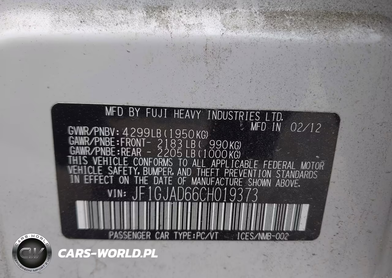 2012 Subaru Impreza 2.0I Premium VIN:JF1GJAD66CH019373 - 9